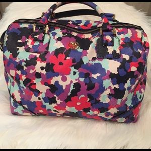 Tory Burch Leather Floral Tote Handbag