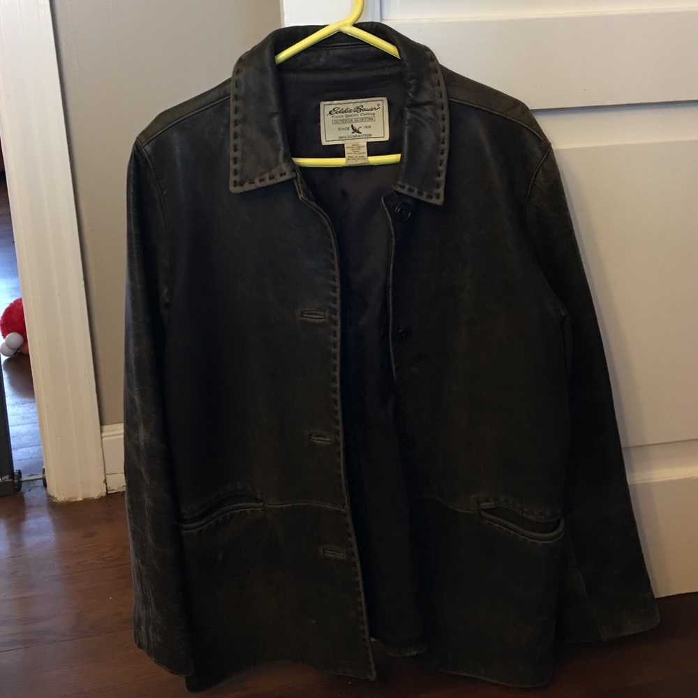 Retro dark brown leather jacket