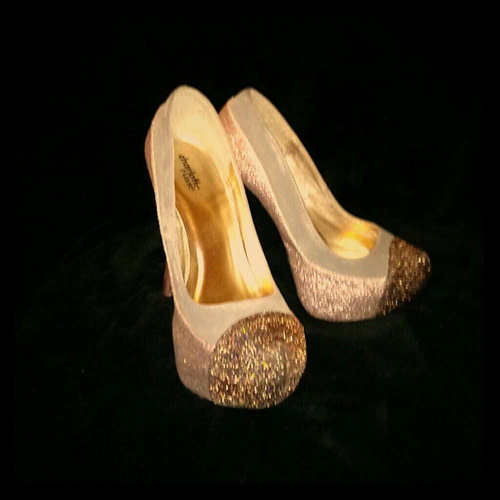 Glitter and Gray Suede pump stilettos