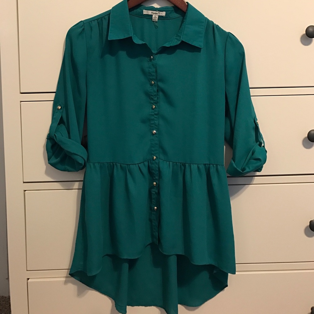Teal Hi-low Blouse