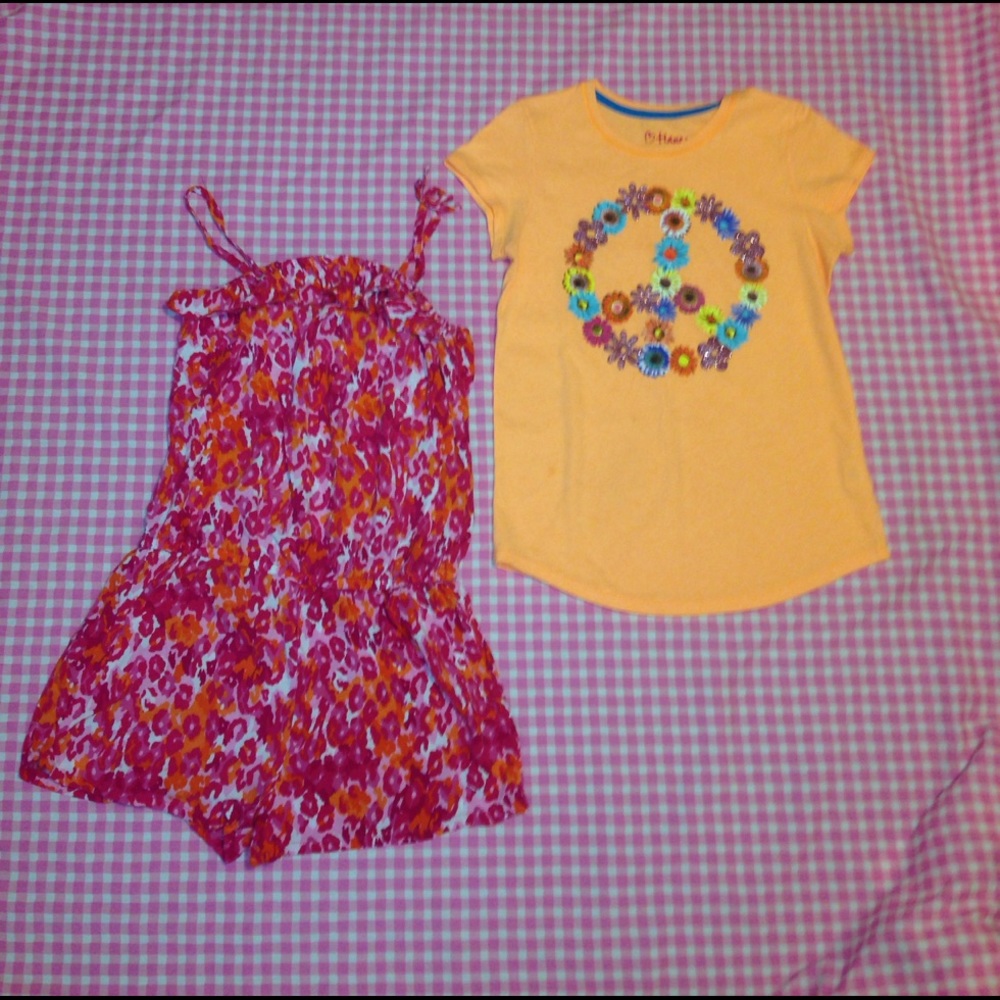 Super cute girls tee & romper