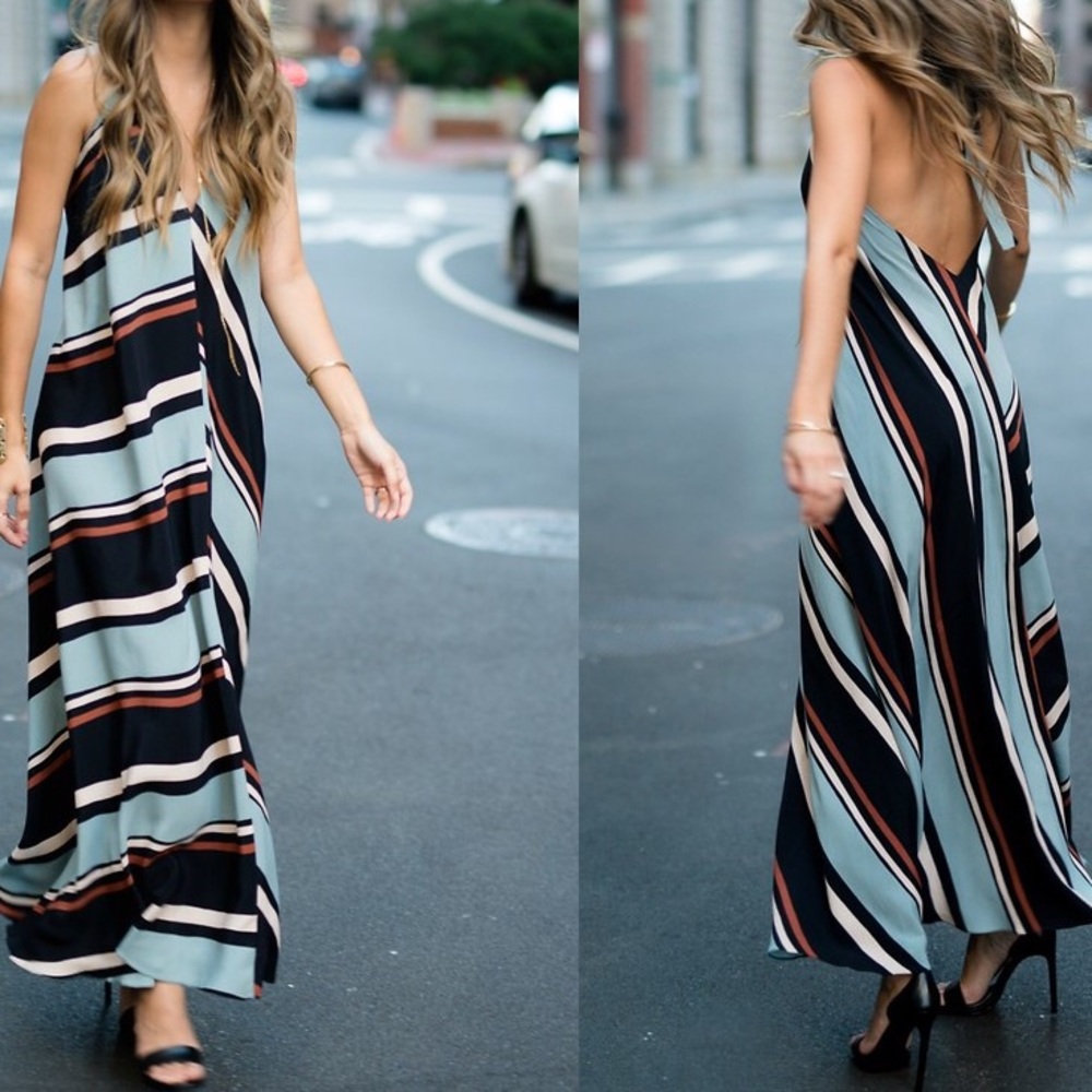SUMMER! Zara halter, striped, maxi dress