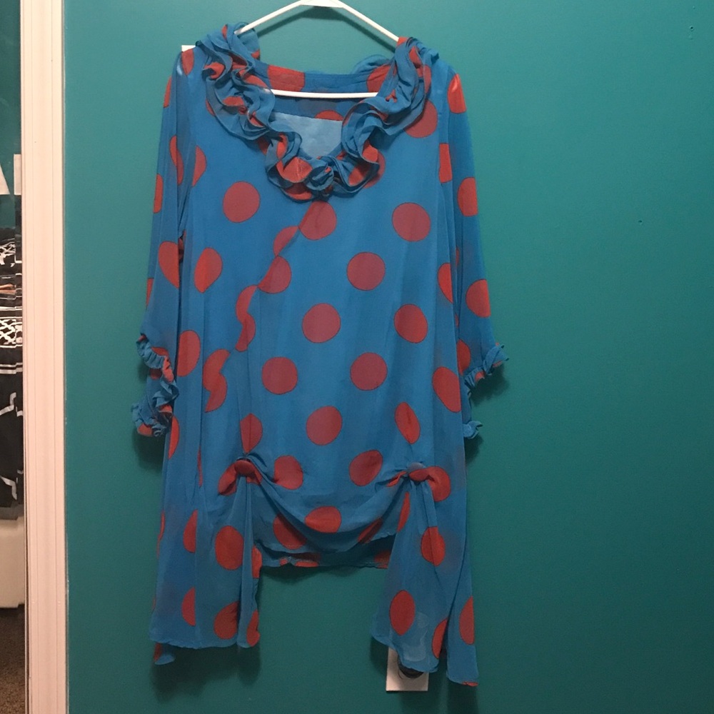 Blue and Red Polka-Dot Swing Top!!!!