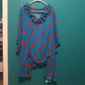 Blue and Red Polka-Dot Swing Top!!!!