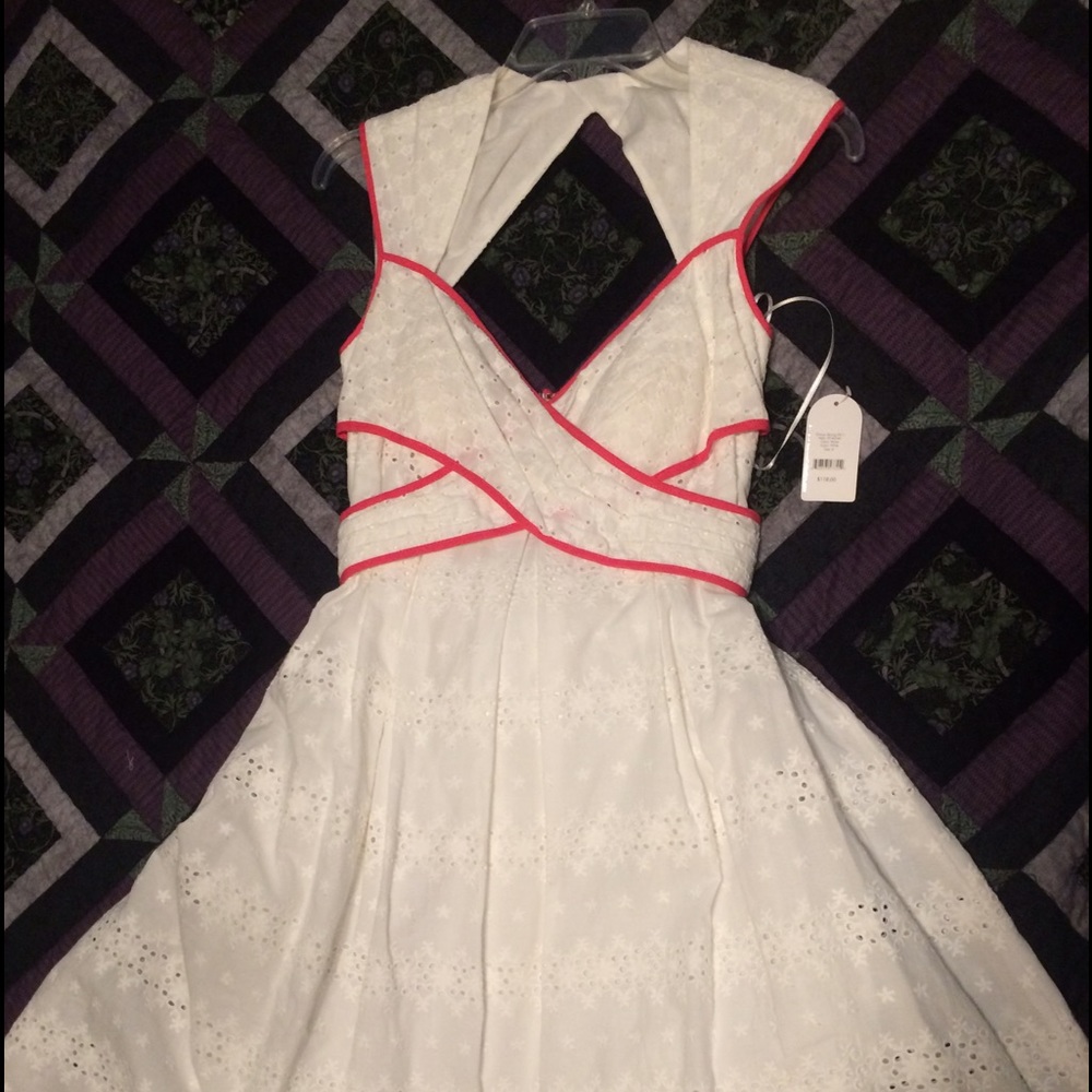 NWT Jessica Simpson dress, white eyelet & pink