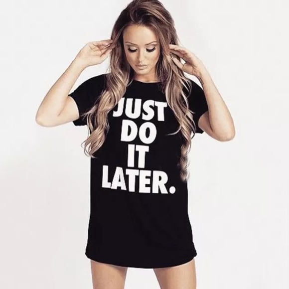 Just Do It Later Black Tee Shirt - Picture 3 of 3