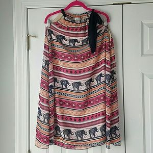 Elephant Multi Colored Plus Size Shift Dress