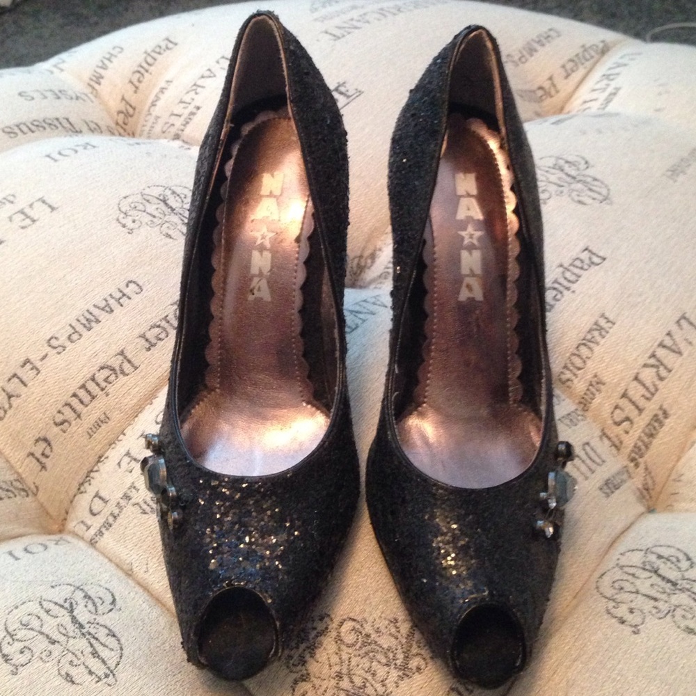 Nana black sparkle heels size 7