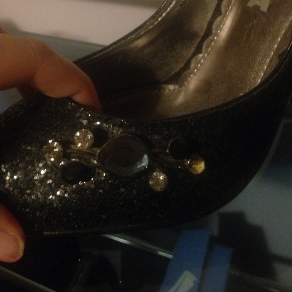 Nana black sparkle heels size 7 - Picture 5 of 6