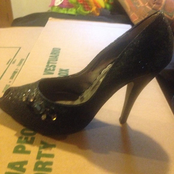 Nana black sparkle heels size 7 - Picture 6 of 6