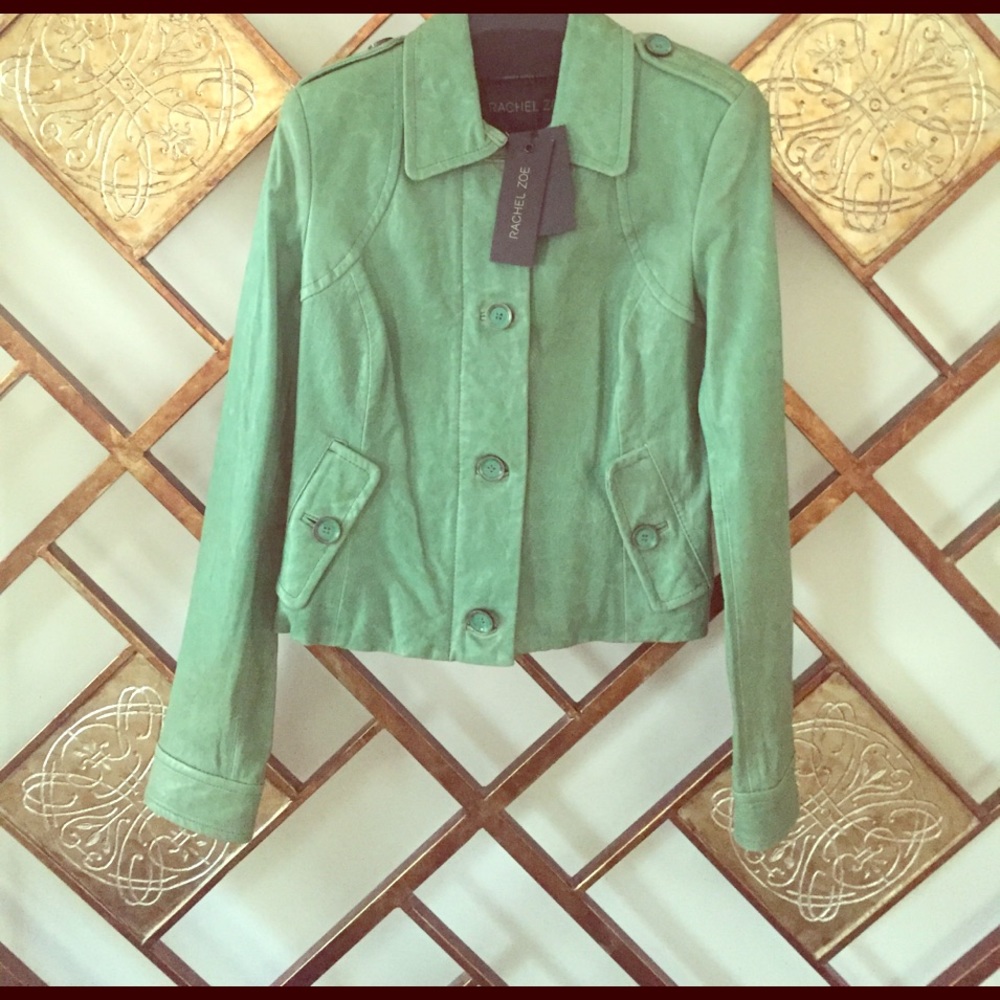 Sporty Rachel Zoe Green leather jacket