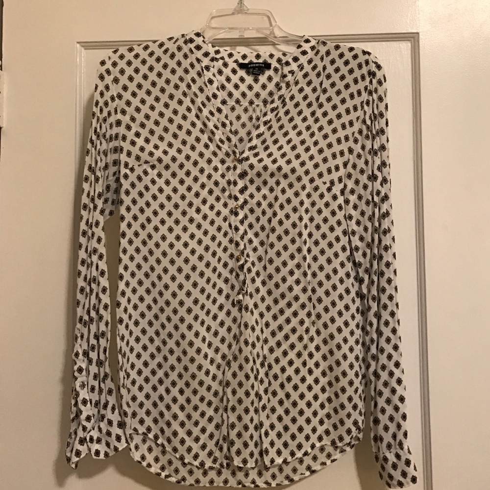 Long Sleeve Patterned Blouse