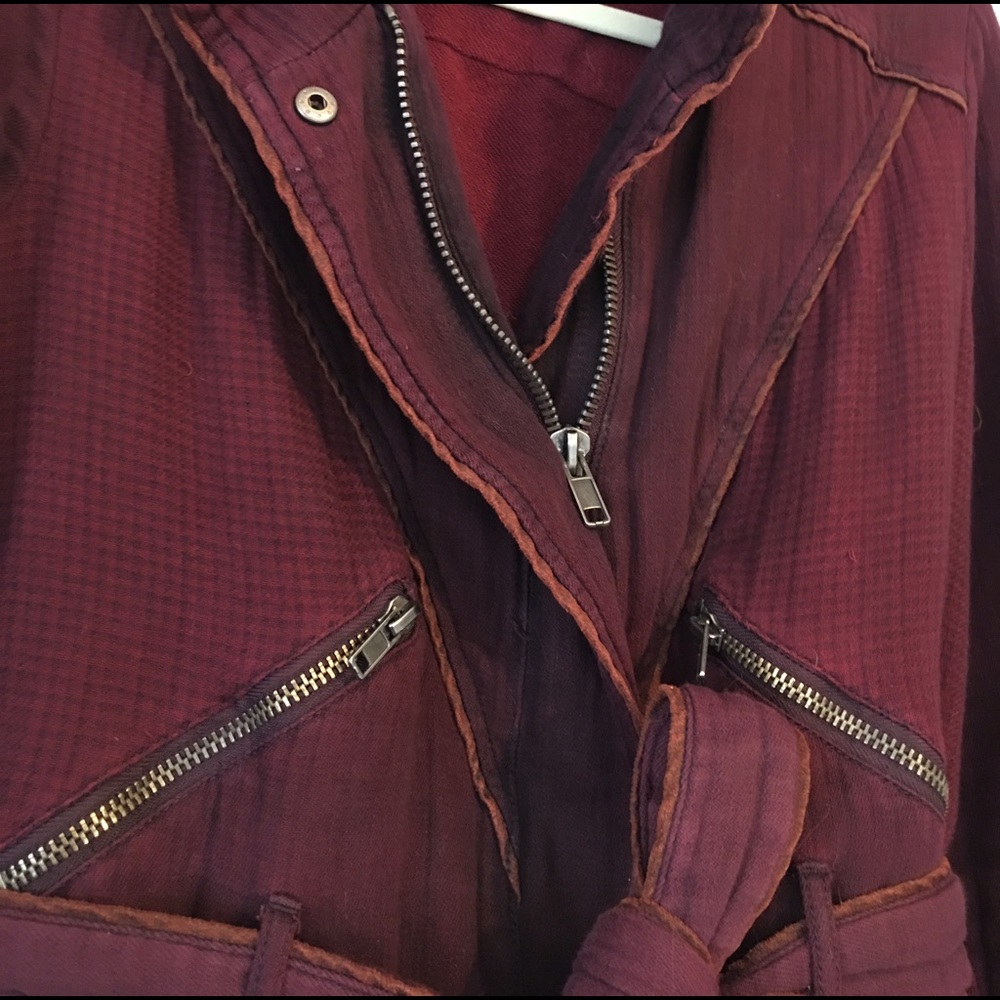 Free People maroon cotton jacket sz S