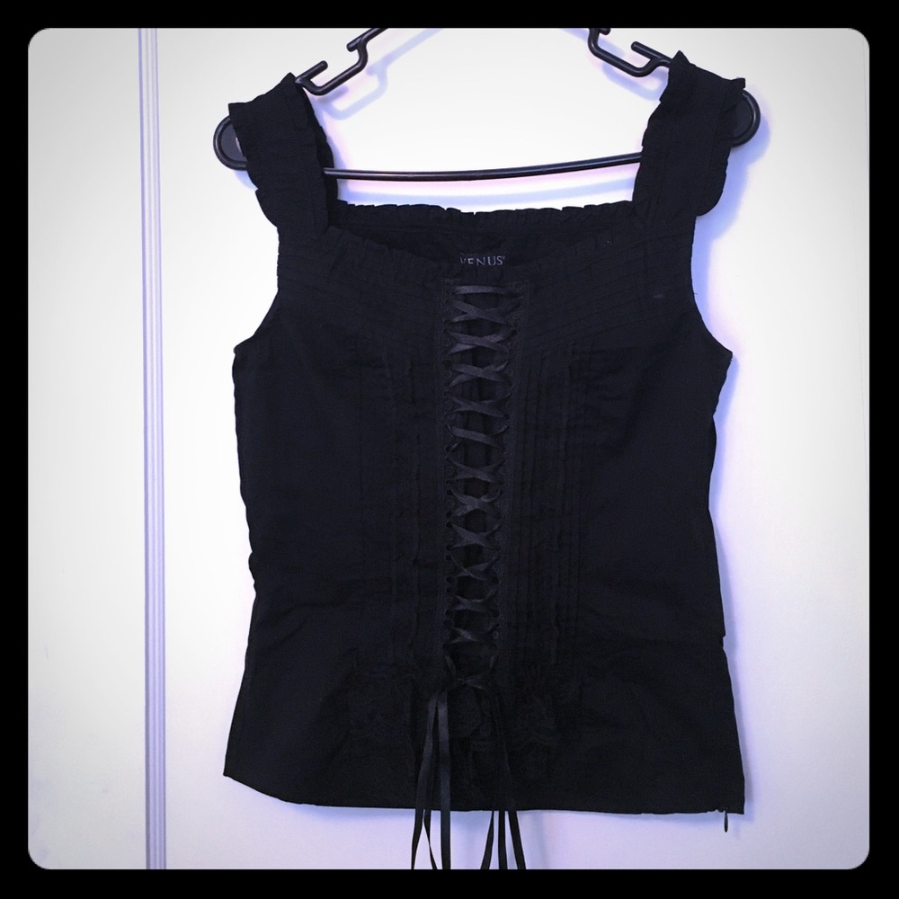 💄Black lace tank top💋