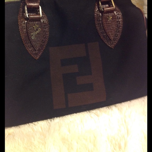 Fendi black and dark brown logo satchel - Picture 2 of 8