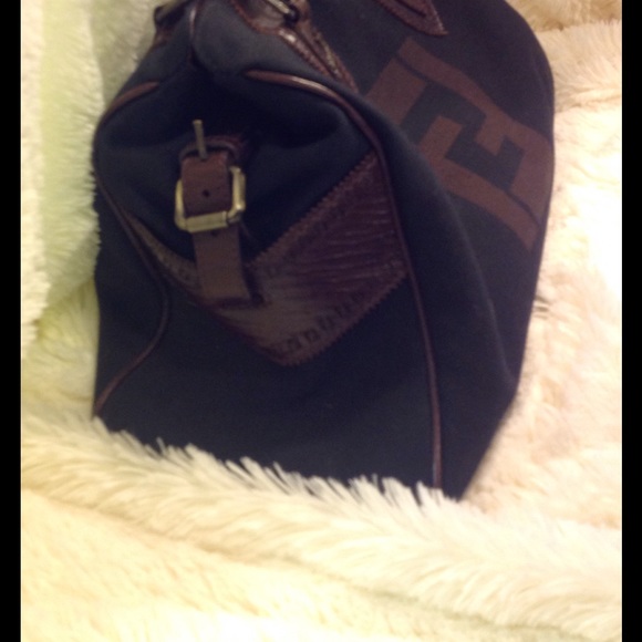 Fendi black and dark brown logo satchel - Picture 4 of 8