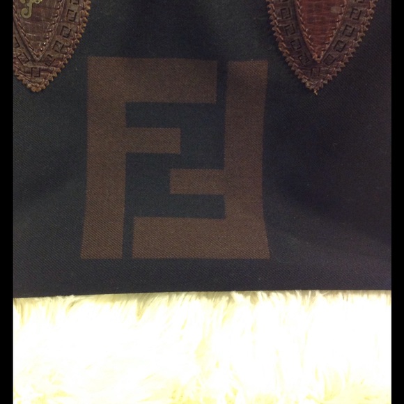 Fendi black and dark brown logo satchel - Picture 8 of 8