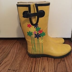 Yellow rain boots