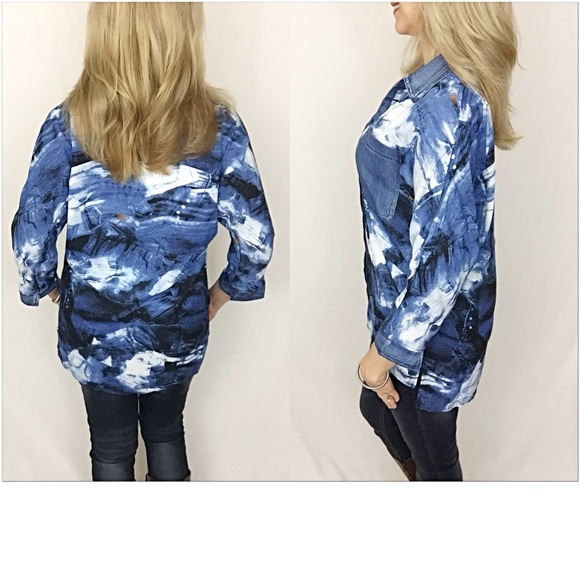 Abstract Button Up Shirt Small 2/4/6 - Picture 4 of 4