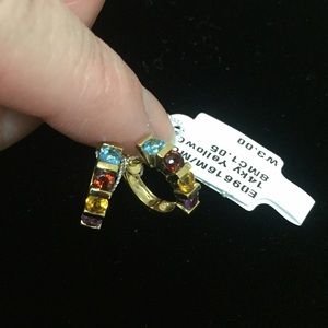 Huggies 14k yellow gold natural gemstone earrings