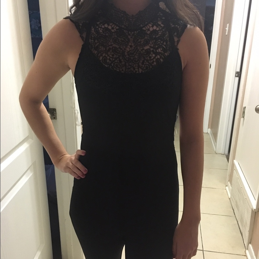 Charlotte Russe Black Lace Jumpsuit NWT