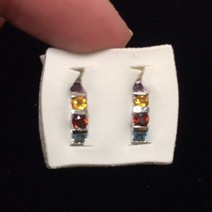 Huggies 14k white gold natural gemstone earrings.