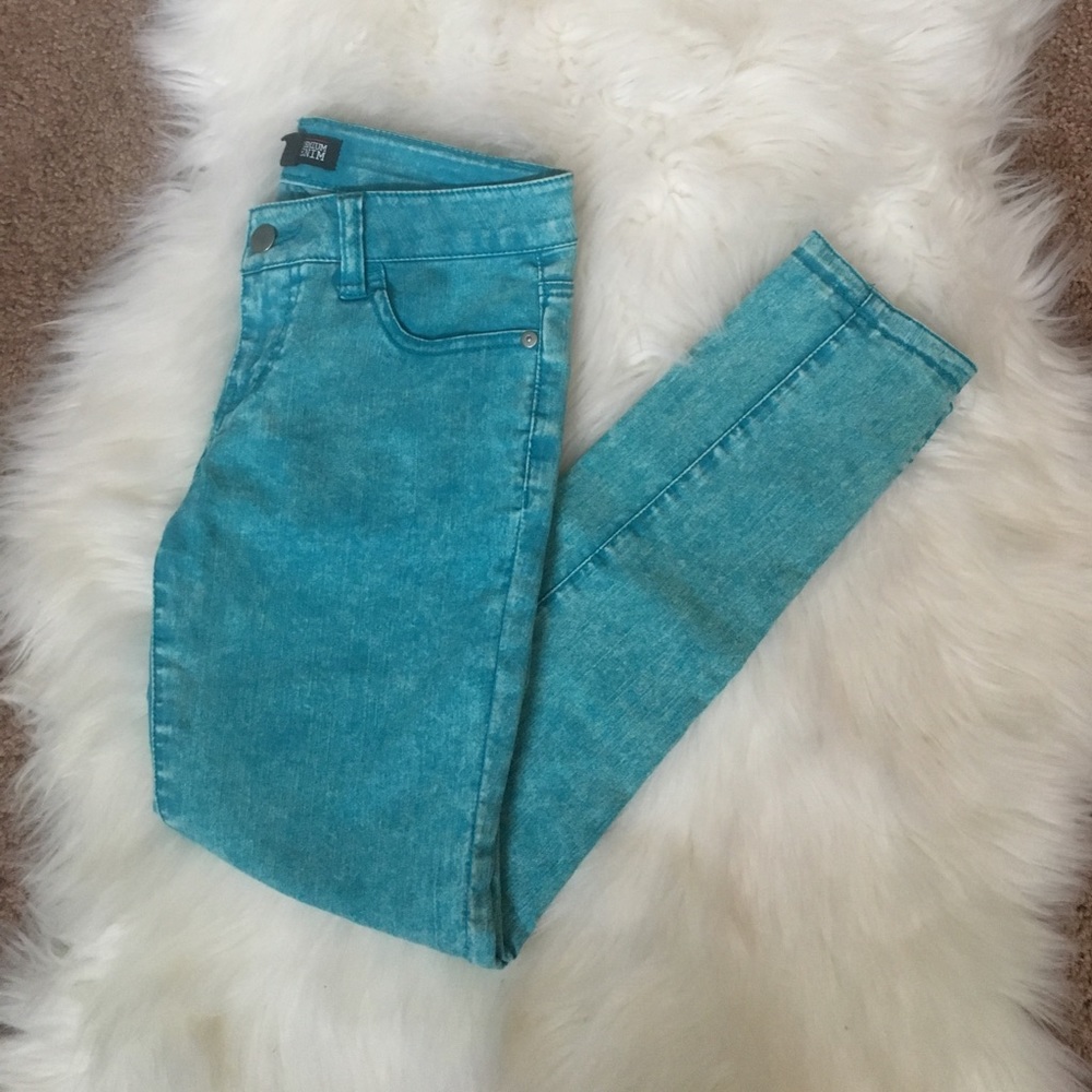Teal Acid-Wash Jeans