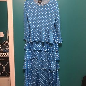 Blue and White Polkadot Ruffled Skirt and Shirt!