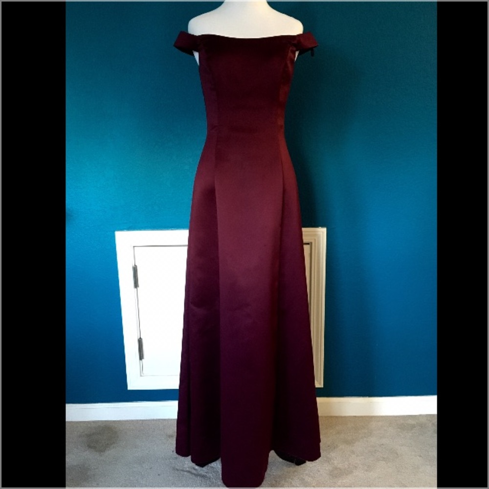 Floor length off the shoulder gown