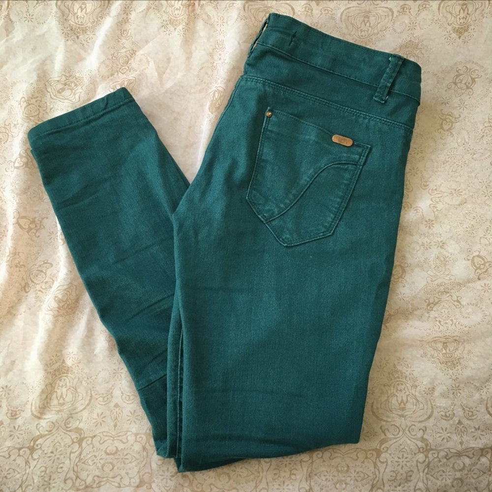 ZARA Green Turquoise Teal TRF Skinny Jeans