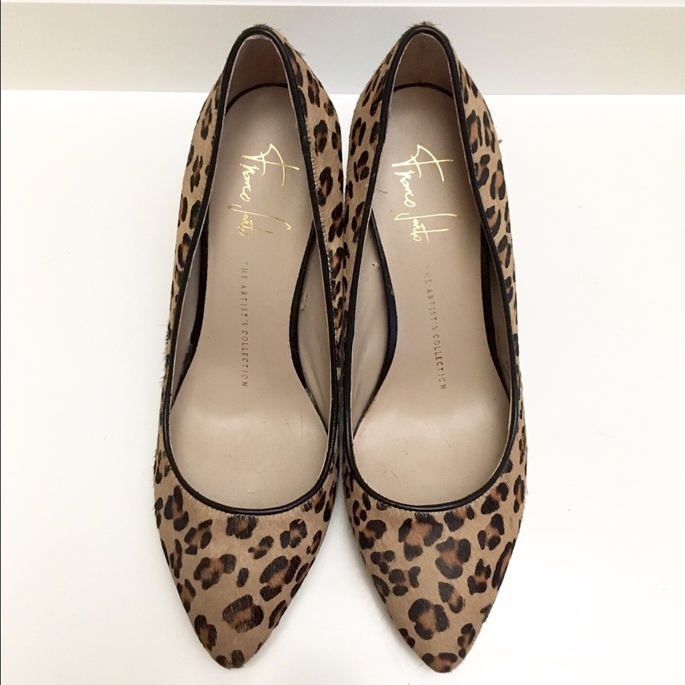 Leopard calf hair wedge pumps size 6.5
