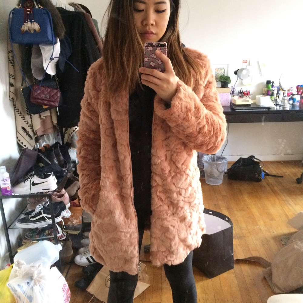 Fluffy pink jacket