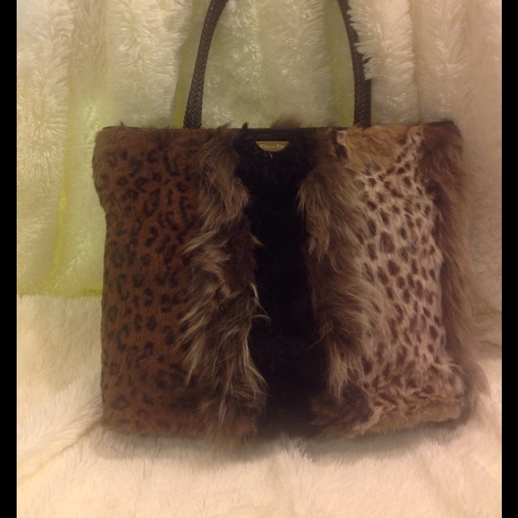 Christian Dior multi-fur and braided leather bag - Picture 1 of 8
