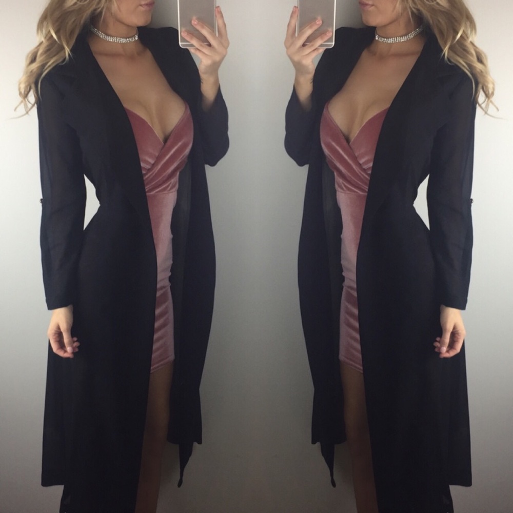 -Blush Sheer Maxi Trench- - Picture 5 of 7