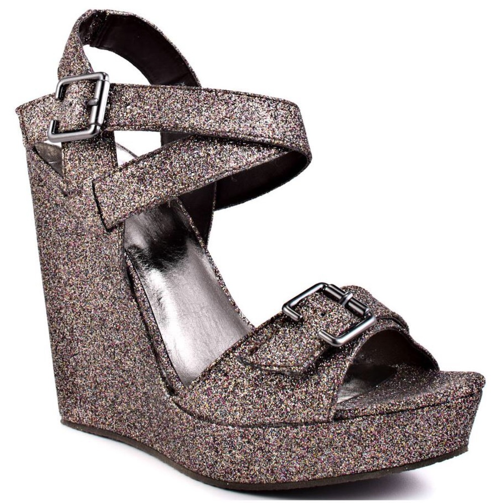 Not Rated Strappy Metallic Glitter Wedge Sandals!