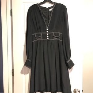 Tibi Size 10 Navy Silk dress with white accents