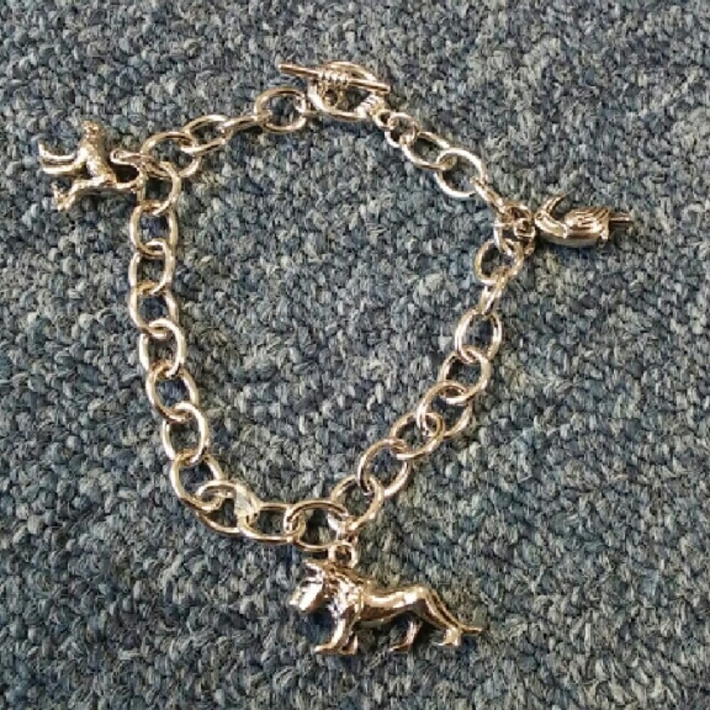 Monkey lion and toucan charm bracelet