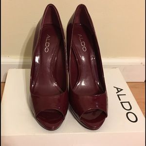 Aldo Patent Leather Peep toe platform heels