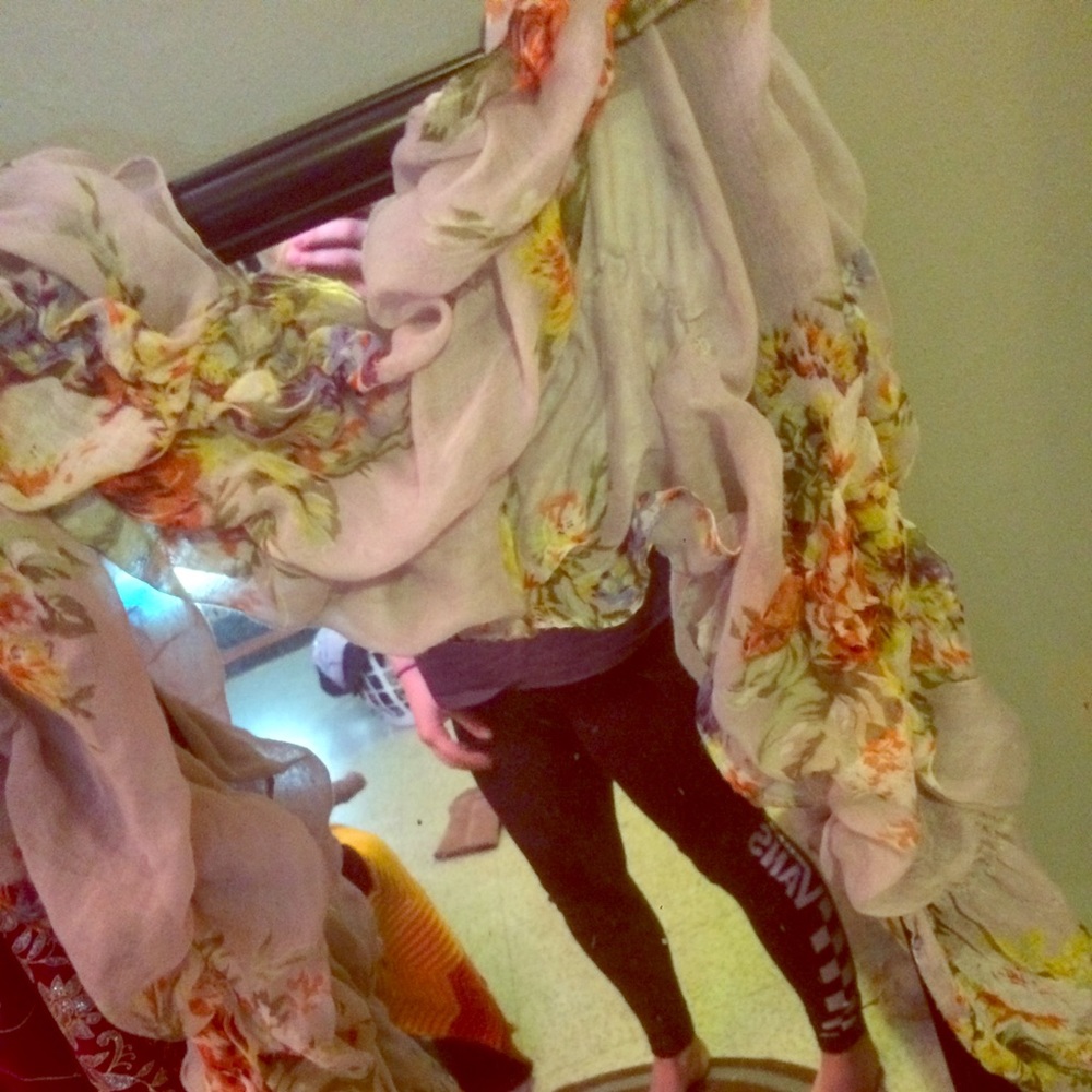 Grey floral scarf