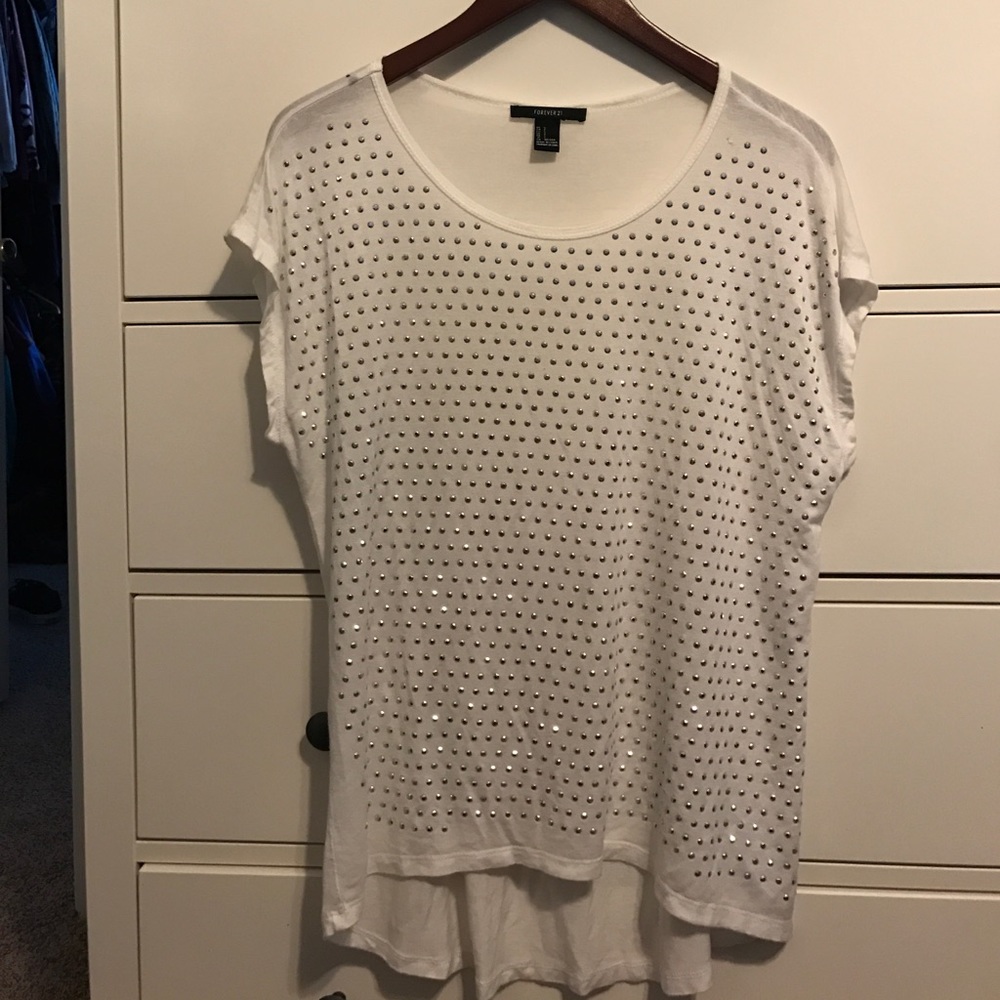 White and Silver Sequin Top