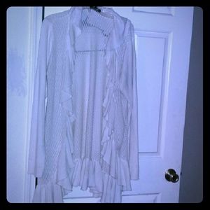 Cream White House Black Market long cardigan