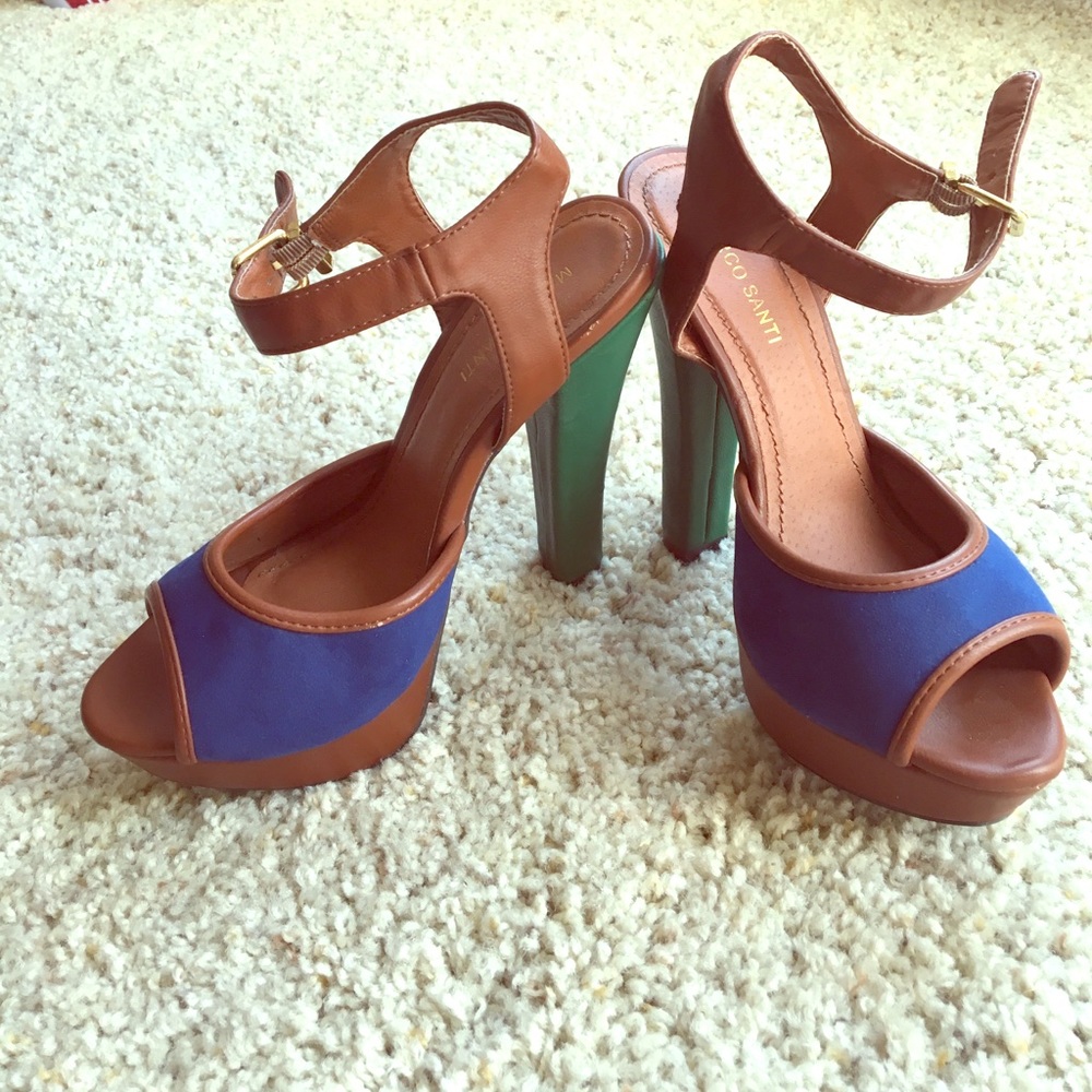 💙💚🤎 Colorblock Platform Heels