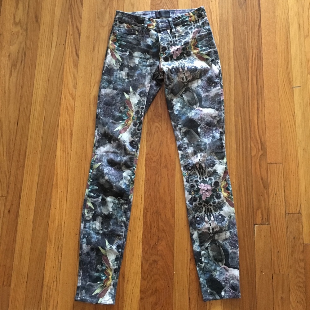 Printed Denimocracy stretchy jean pants