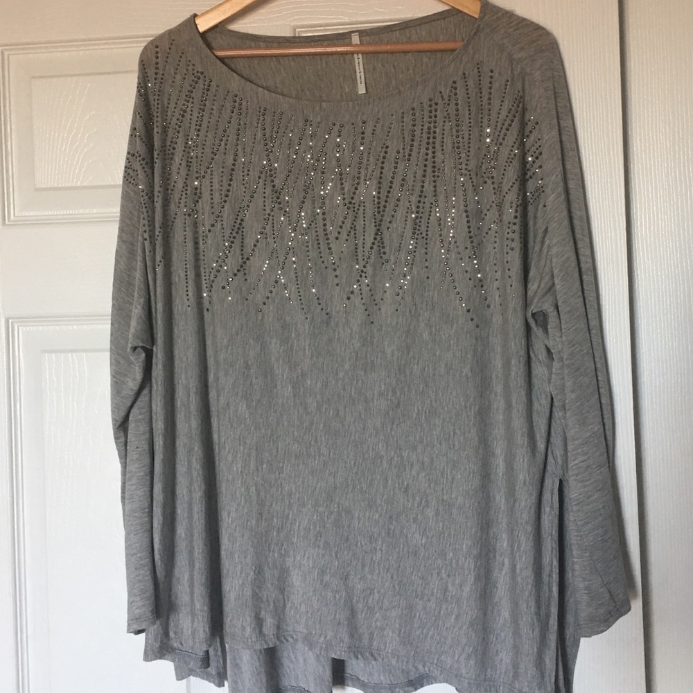 Grey dolman tunic with sparkly detail