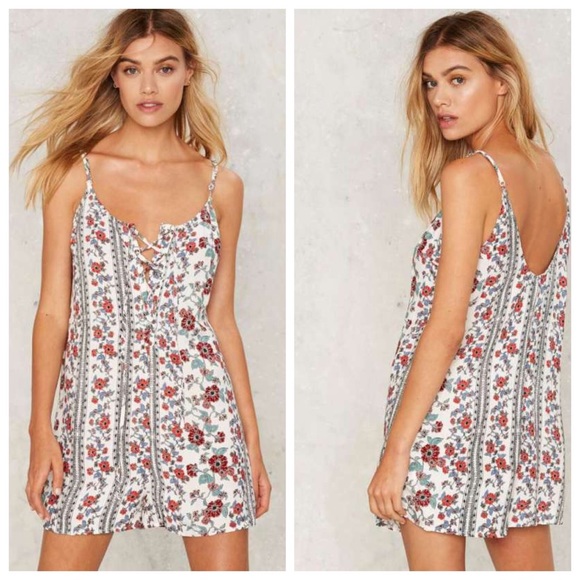 Nasty Gal Lace Up Romper - Picture 2 of 2