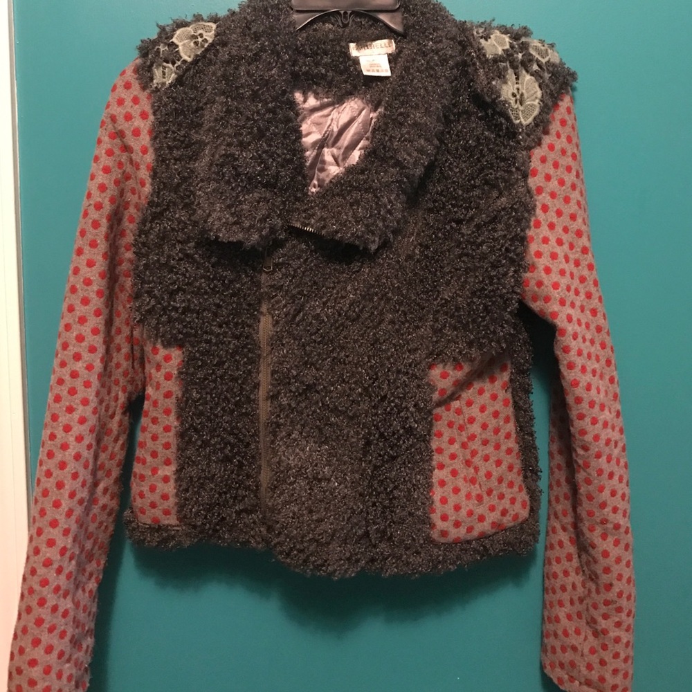 ✨SALE✨ Red&Grey jacket w/ rosettes on shoulders!