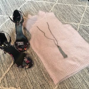 Baby Pink Sleeveless Mock Turtleneck