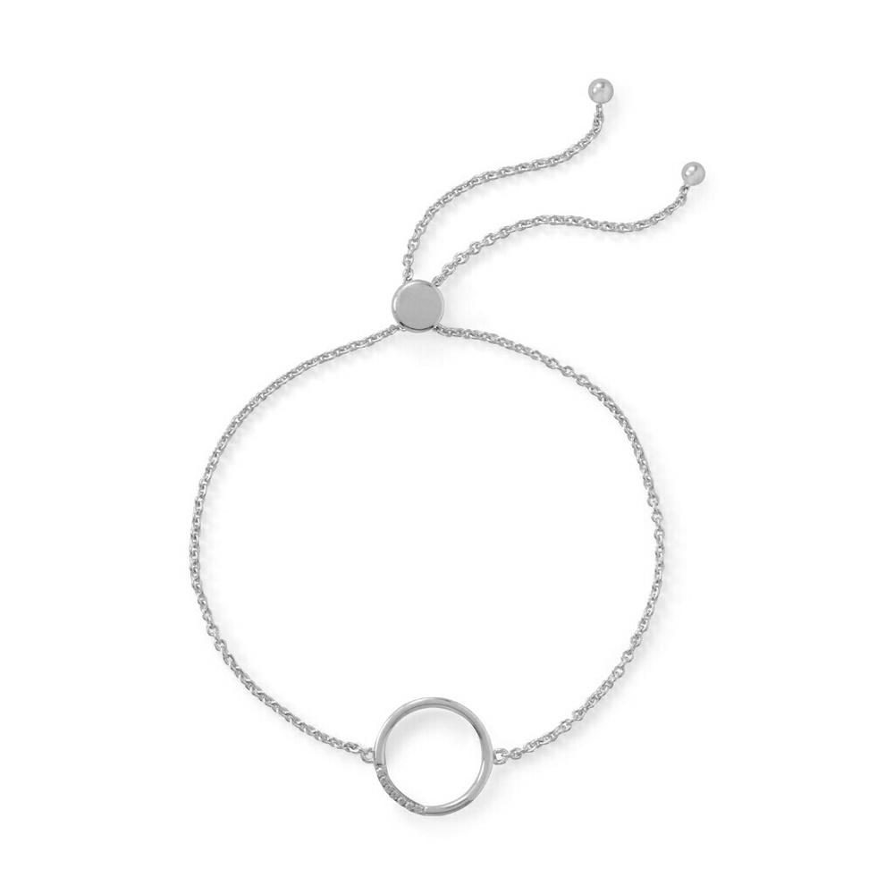 Rhodium Plated CZ Circle Friendship Bracelet