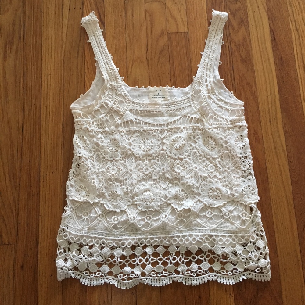 Cream colored crochet tank top from UO.