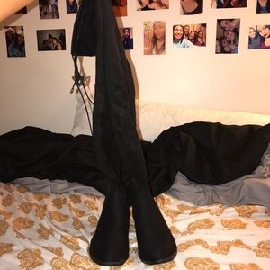 Black Suede OTK Boots
